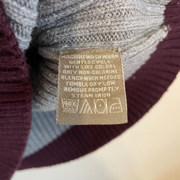 Arrow | Navy/Gray/Burgundy Ribbed Cotton Crewneck Sweater Small - Picture 4 of 5